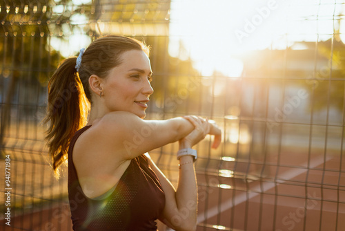 Dedicated female athlete st...