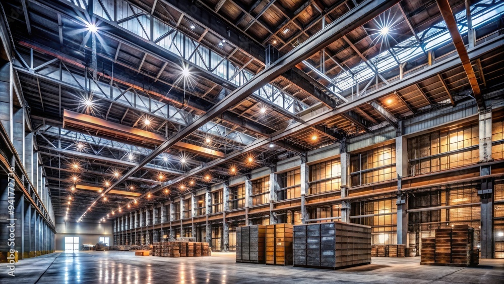 Industrial Casino Warehouse: Rough, metallic, imposing, cavernous, raw Industrial Casino Warehouse: Rough, metallic, imposing, cavernous, raw
