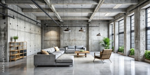 Industrial Concrete Chic: Urban, raw, gray, textured, minimalist photo