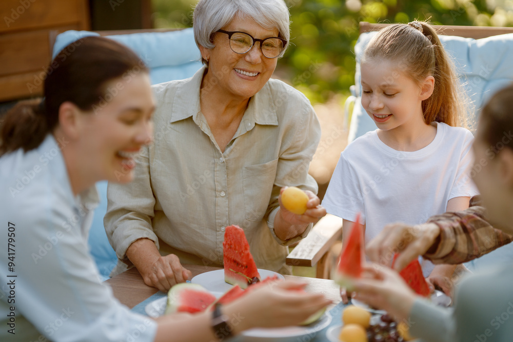 family spending time together in summer morning family spending time together in summer morning