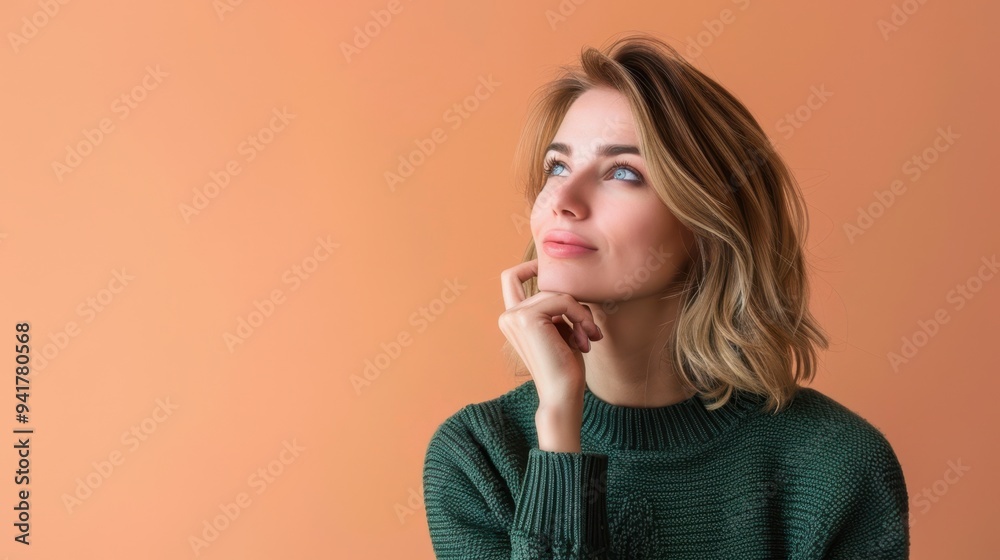 The woman in green sweater The woman in green sweater