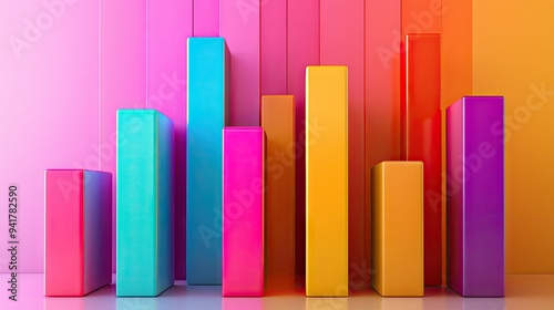 Free Download Abstract bar chart with colorful bars rising, set against a gradient background, business concept -- - GFXLoad