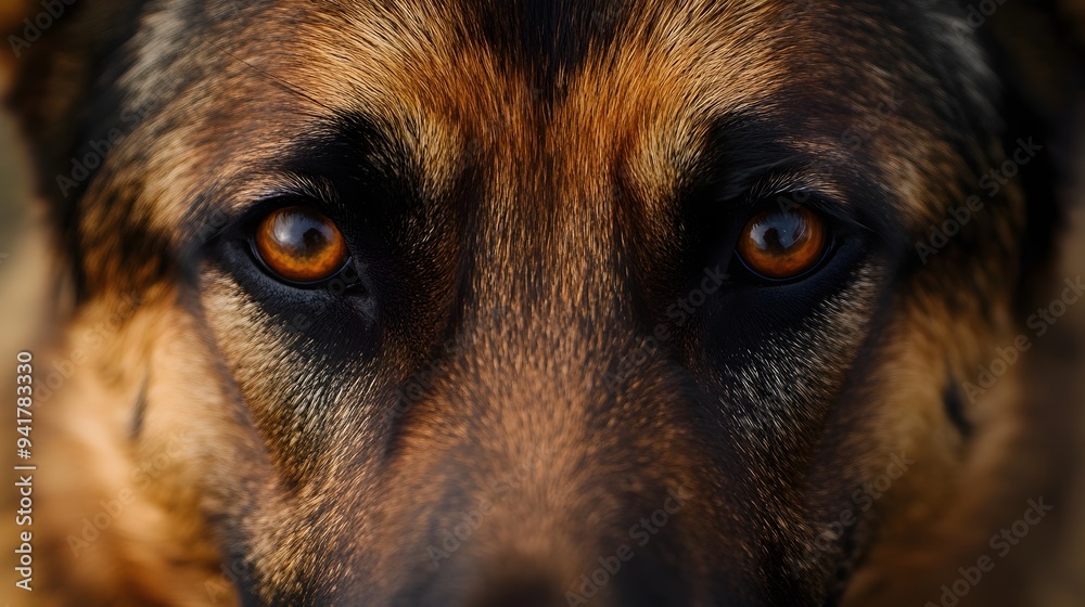 Closeup Portrait of a Powerful and Majestic German Shepherd Dog with Intense Focused Gaze and Rugged Facial Features The Image Showcases the Breed s Inherent Strength Intelligence Closeup Portrait of a Powerful and Majestic German Shepherd Dog with Intense Focused Gaze and Rugged Facial Features The Image Showcases the Breed s Inherent Strength Intelligence
