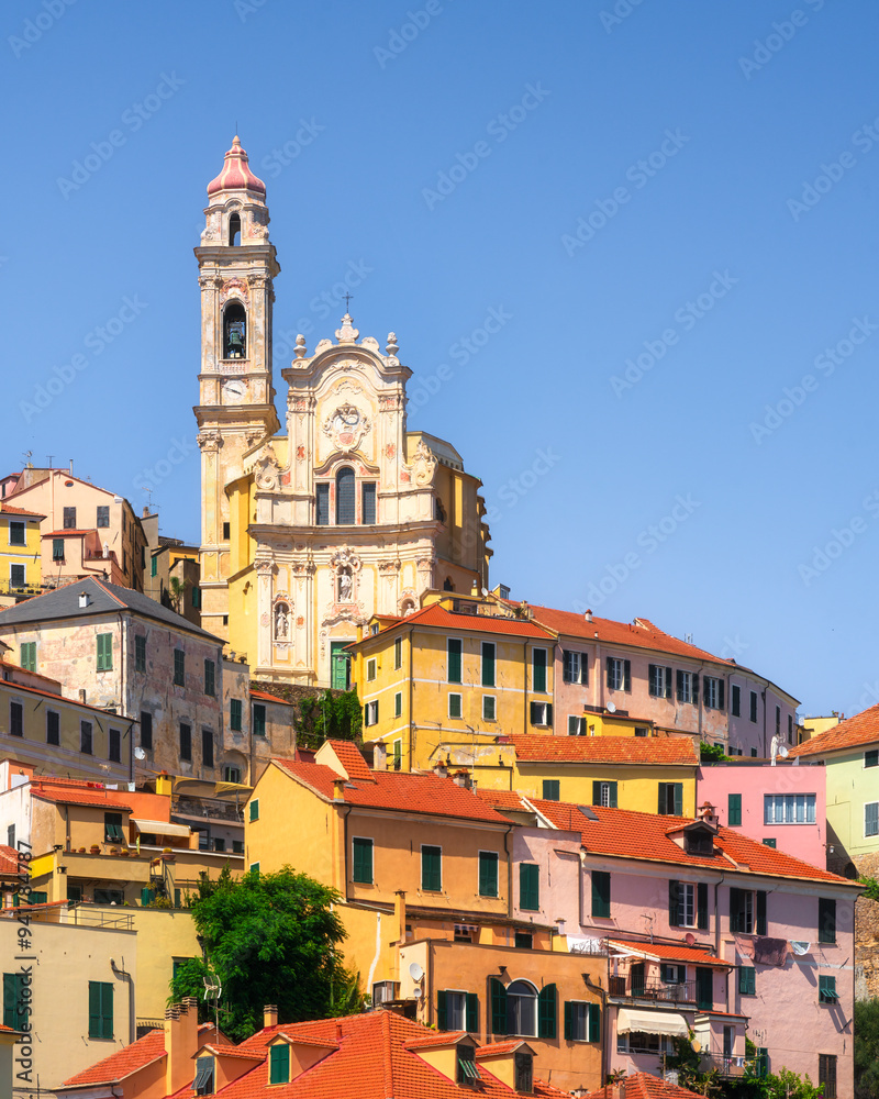 Skyline of Cervo village and the church, Liguria, Italy Skyline of Cervo village and the church, Liguria, Italy