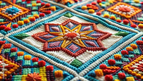 Intricate Sewing Patterns - Detailed, geometric, embroidered designs with intricate stitching