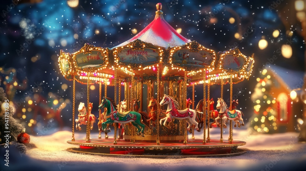 Festive Christmas Carousel Background in Whimsical Claymation Style with Anime Features and Ultra HD Quality for Text Overlay Festive Christmas Carousel Background in Whimsical Claymation Style with Anime Features and Ultra HD Quality for Text Overlay