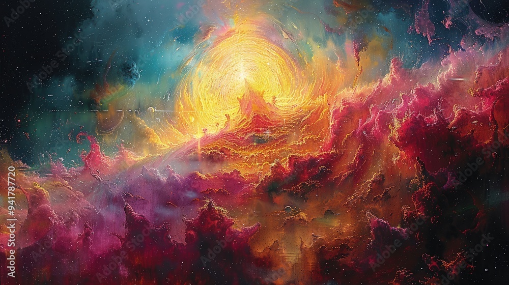 Abstract painting of fantasy world. Unknown world with strange entities hidden behind mysterious layers. Abstract painting of fantasy world. Unknown world with strange entities hidden behind mysterious layers.