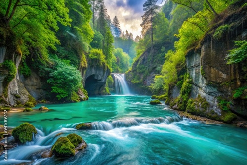 Journey of Wonder: Turquoise and emerald, flowing water, open mind, boundless curiosity