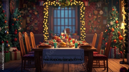 Festive Holiday Feast - Whimsical Claymation Christmas Background