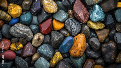 Background with colorful stones. Professional close-up photo of background texture made of colorful stones, minimalistic, bold color photo