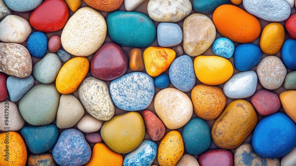 Background with colorful stones. Professional close-up photo of background texture made of colorful stones, minimalistic, bold color Background with colorful stones. Professional close-up photo of background texture made of colorful stones, minimalistic, bold color