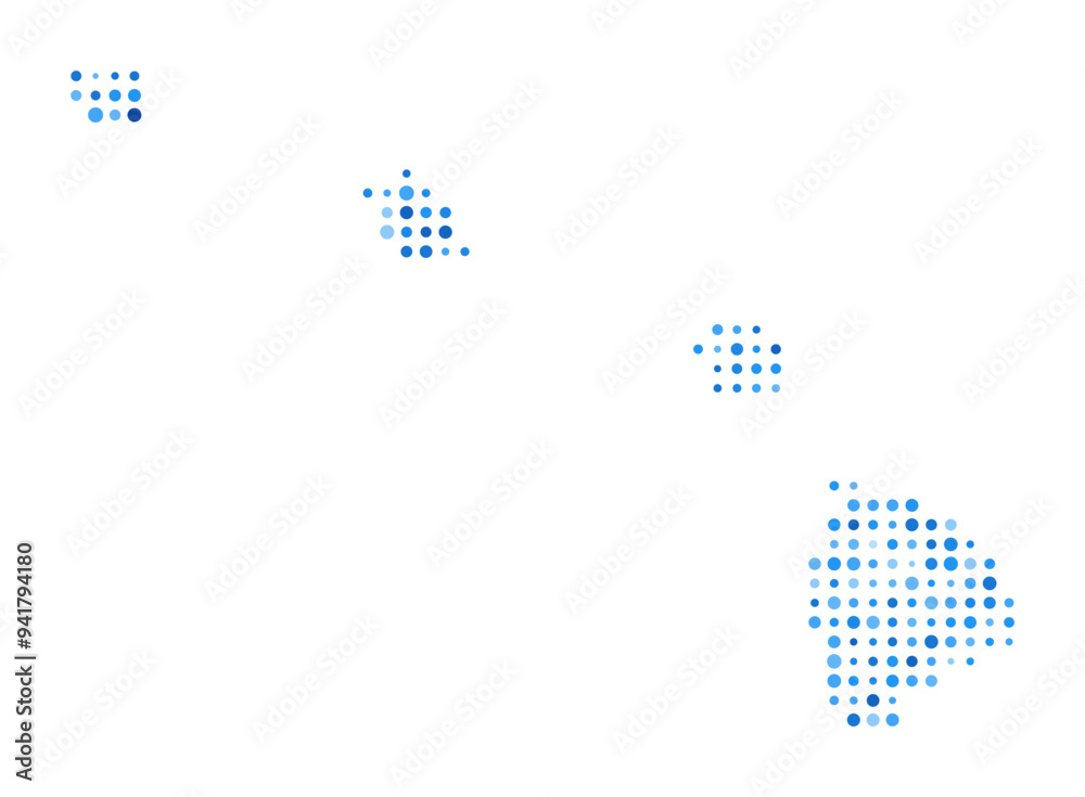 Hawaii Dot Map. US State Digital Style Shape. Hawaii vector image. US State shape blue circular dots. Creative vector illustration. Hawaii Dot Map. US State Digital Style Shape. Hawaii vector image. US State shape blue circular dots. Creative vector illustration.