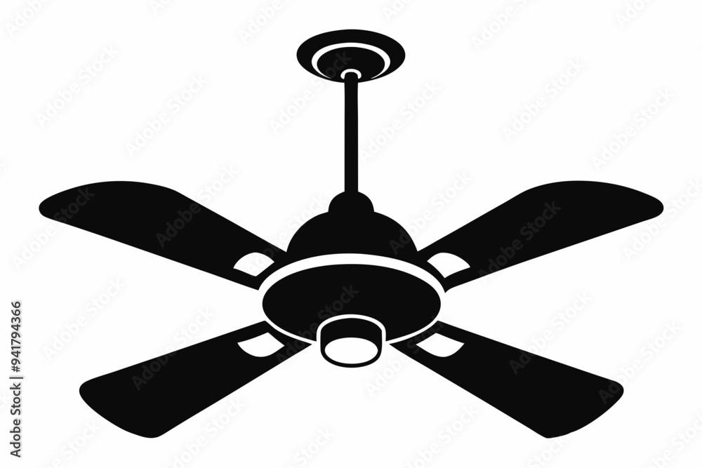 
Ceiling fan silhouette Vector, electric fan icon
