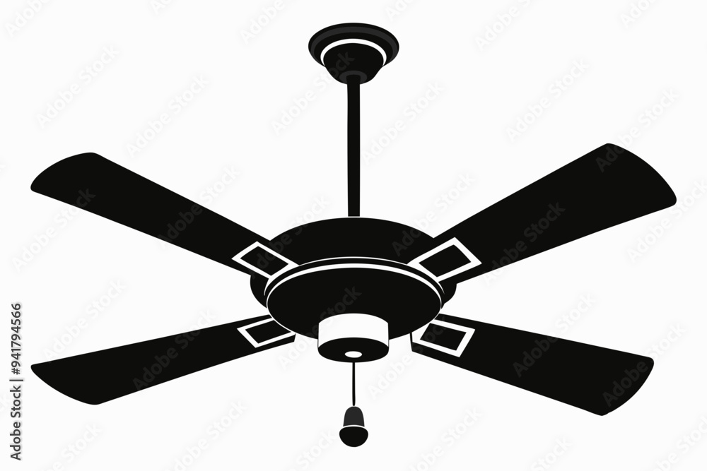 
Ceiling fan silhouette Vector, electric fan icon
