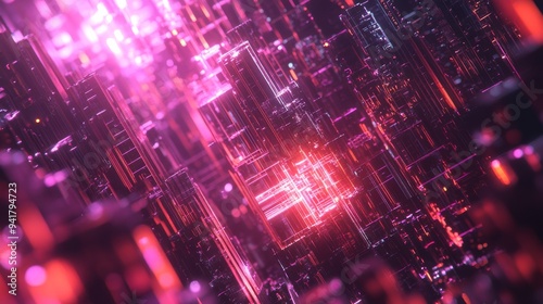 Abstract neon pink city.
