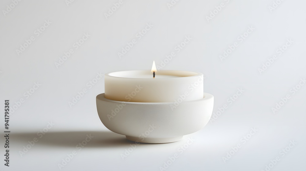 Minimalist Candle: A small, plain white candle in a minimalist holder, centered on a white background, with a faint shadow for depth.
Minimalist Candle: A small, plain white candle in a minimalist holder, centered on a white background, with a faint shadow for depth.