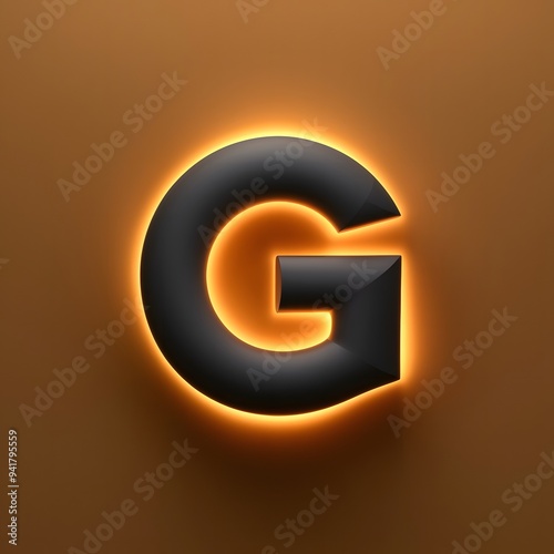 3D letter 'G' with a matte finish in solid color background Generated by Ai