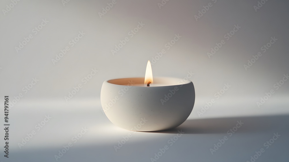 Minimalist Candle: A small, plain white candle in a minimalist holder, centered on a white background, with a faint shadow for depth.
Minimalist Candle: A small, plain white candle in a minimalist holder, centered on a white background, with a faint shadow for depth.