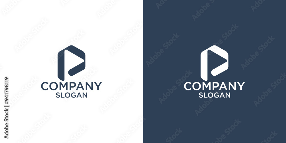 abstract letter P logo design with play icon vector symbol for media, technology, elements logo abstract letter P logo design with play icon vector symbol for media, technology, elements logo