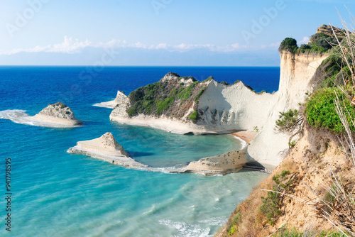 popular beaches of Corfu, scenic Cape Drastis at Corfu island Greece photo