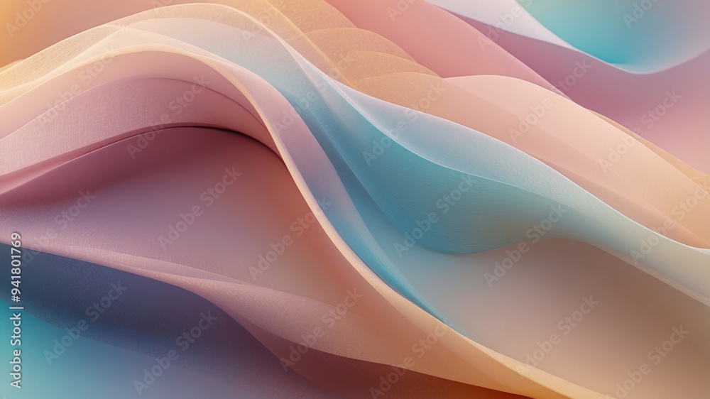 Obraz premium Abstract gradient wave with soft colors and subtle sparkles.