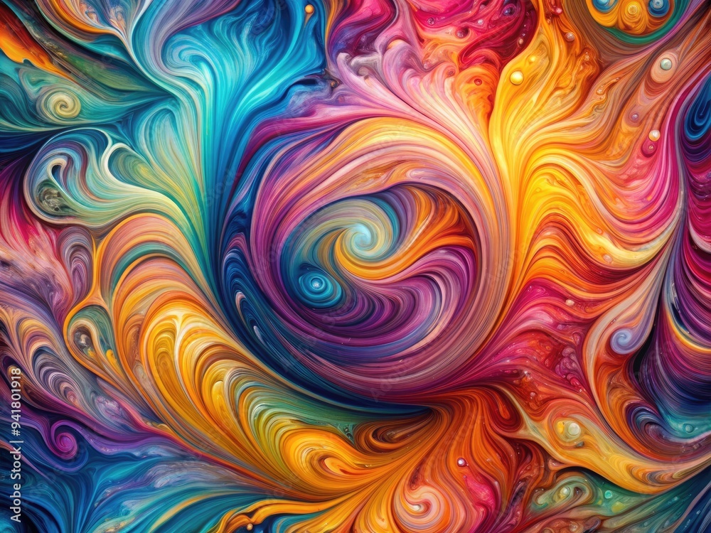 Obraz premium Marbled Kiss: Swirling, multi-colored, organic, abstract, artistic