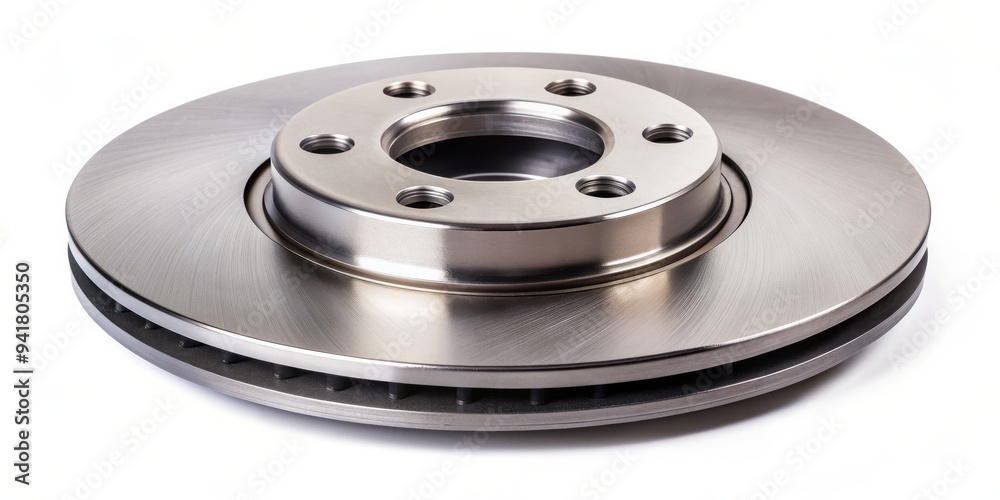 Close-up of a Shiny New Brake Disc on a White Background, Automotive , Brake Rotor , Car Part , Disc Brake Close-up of a Shiny New Brake Disc on a White Background, Automotive , Brake Rotor , Car Part , Disc Brake
