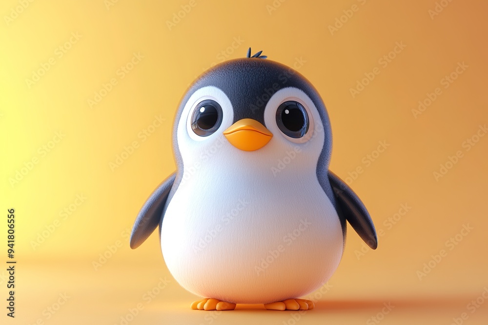 3D cartoon-style penguin with big eyes, a round belly, and a cheerful smile, rendered in a cute and vibrant style 3D cartoon-style penguin with big eyes, a round belly, and a cheerful smile, rendered in a cute and vibrant style