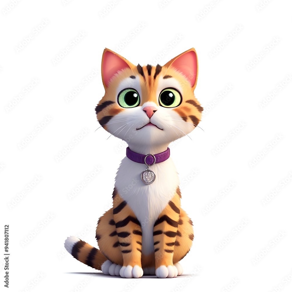 multicolored cat isolated on white background multicolored cat isolated on white background