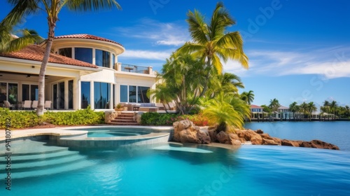 Exterior photo from a property on luxury islands for investment. Neural network ai generated art