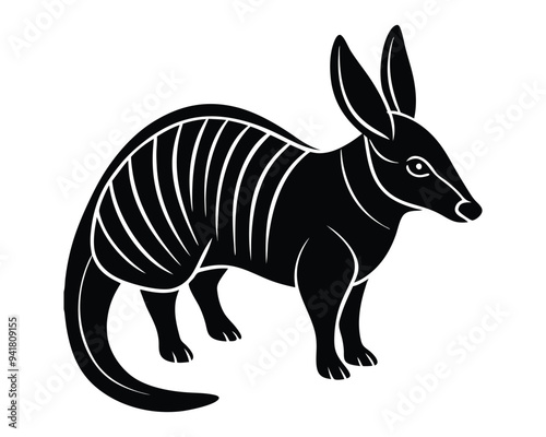 Aardvark silhouette vector illustration. Aardvark plan black color vector.