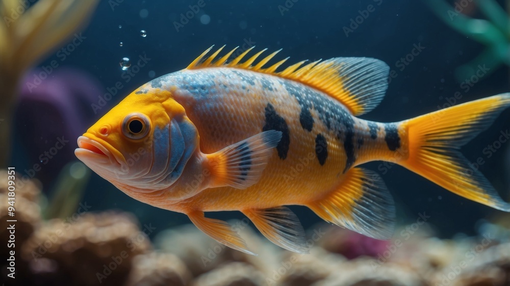 Close-up of a Colorful Fish in its Natural Habitat. Close-up of a Colorful Fish in its Natural Habitat.