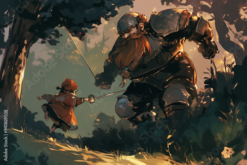 Little Red Riding Hood Battles Giant in Enchanted Forest