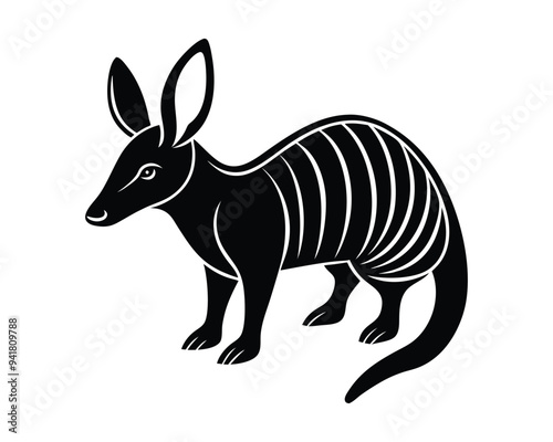 Aardvark silhouette vector illustration. Aardvark plans black colour vector. photo