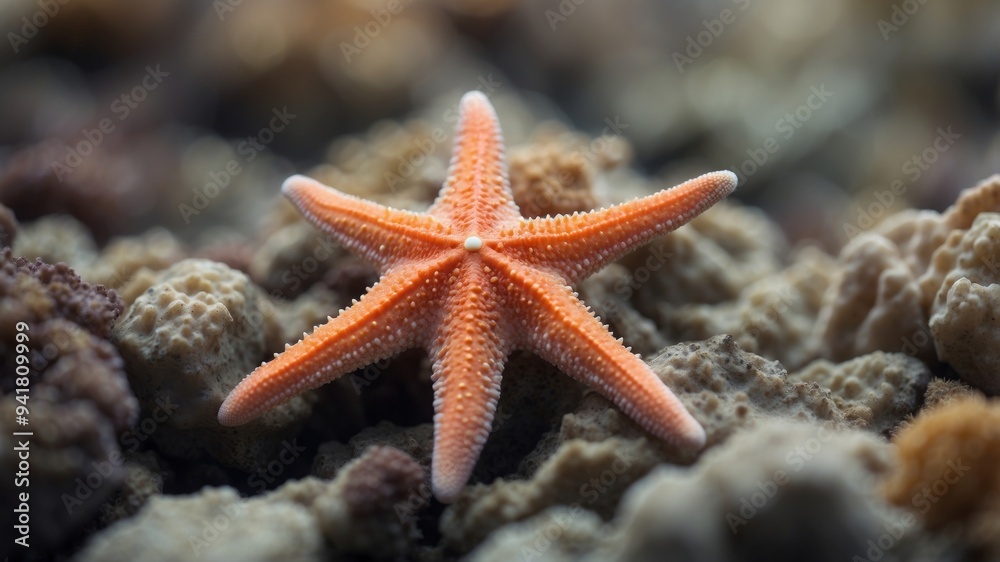 Starfish on a Coral Reef with Blurred Background. Starfish on a Coral Reef with Blurred Background.