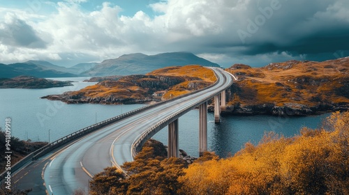 Wallpaper Mural The dramatic Skye Bridge in Scotland, with plenty of copy space in the surrounding sea and sky Torontodigital.ca