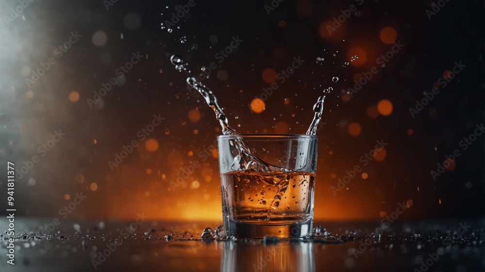 Close-Up of Water Splash with Fiery Background. Close-Up of Water Splash with Fiery Background.