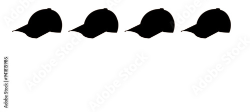 Black sports caps,caps set, Rugby caps collection,Modern hats and caps set,Caps vector,caps icon silhouette, Famous design of caps,