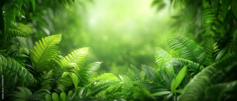 Dense jungle, reducing carbon dioxide levels, 3D illustration Dense jungle, reducing carbon dioxide levels, 3D illustration