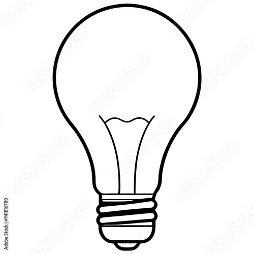 Bulb line art Vector on White