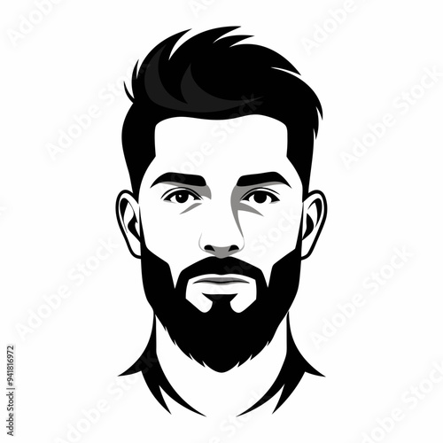 A young man head without shoulders with a beautiful face silhouette vector illustration 