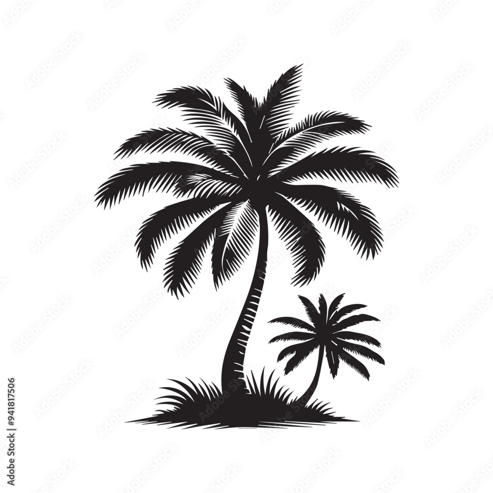 Fototapeta premium Abstract vector Plam trees on white background , plam tree silhouette. eps 10. 