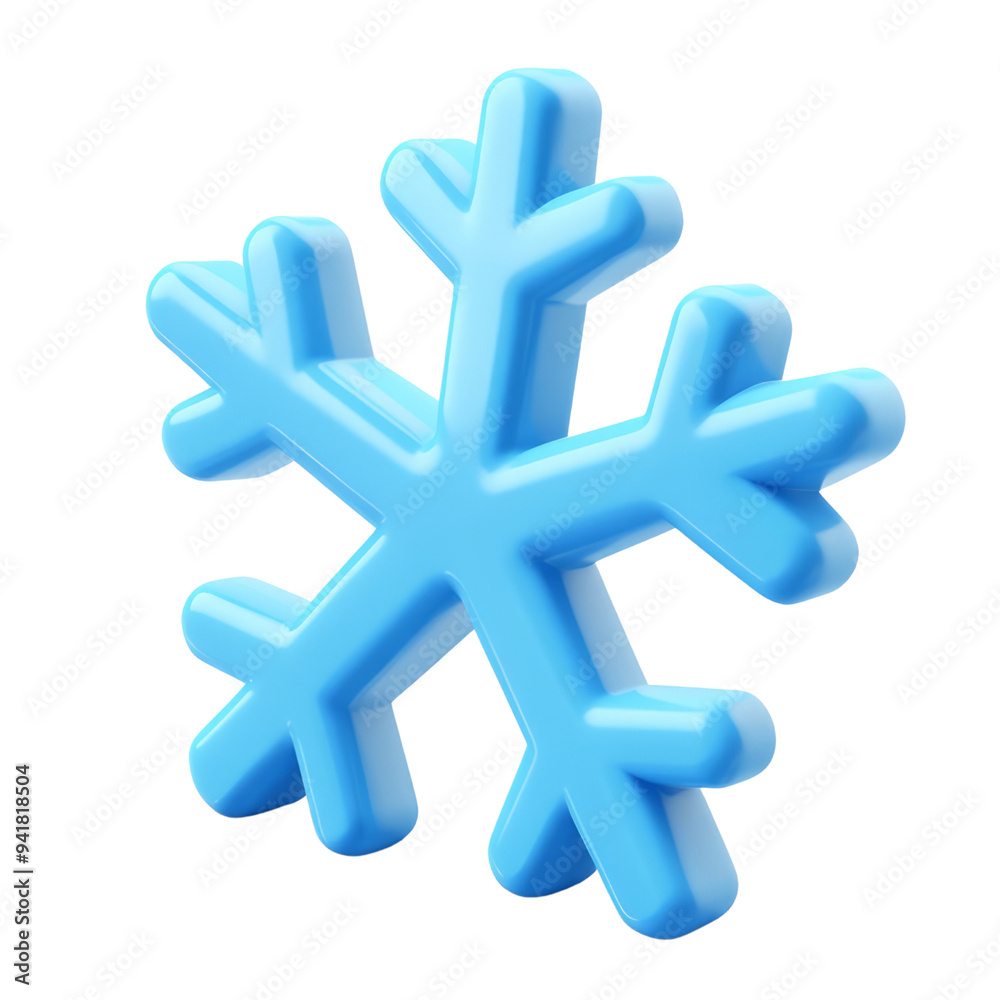 Obraz premium snowflake 3d render icon isolated on transparent background cutout