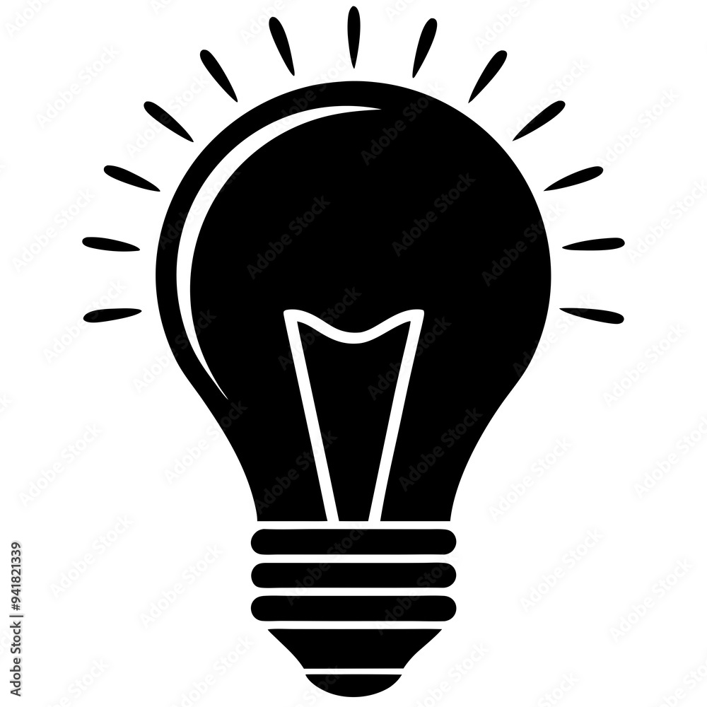 Bulb Silhouette Vector on White Bulb Silhouette Vector on White