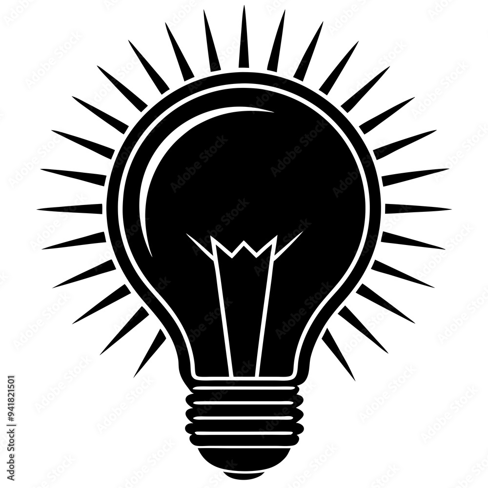 Bulb Silhouette Vector on White Bulb Silhouette Vector on White