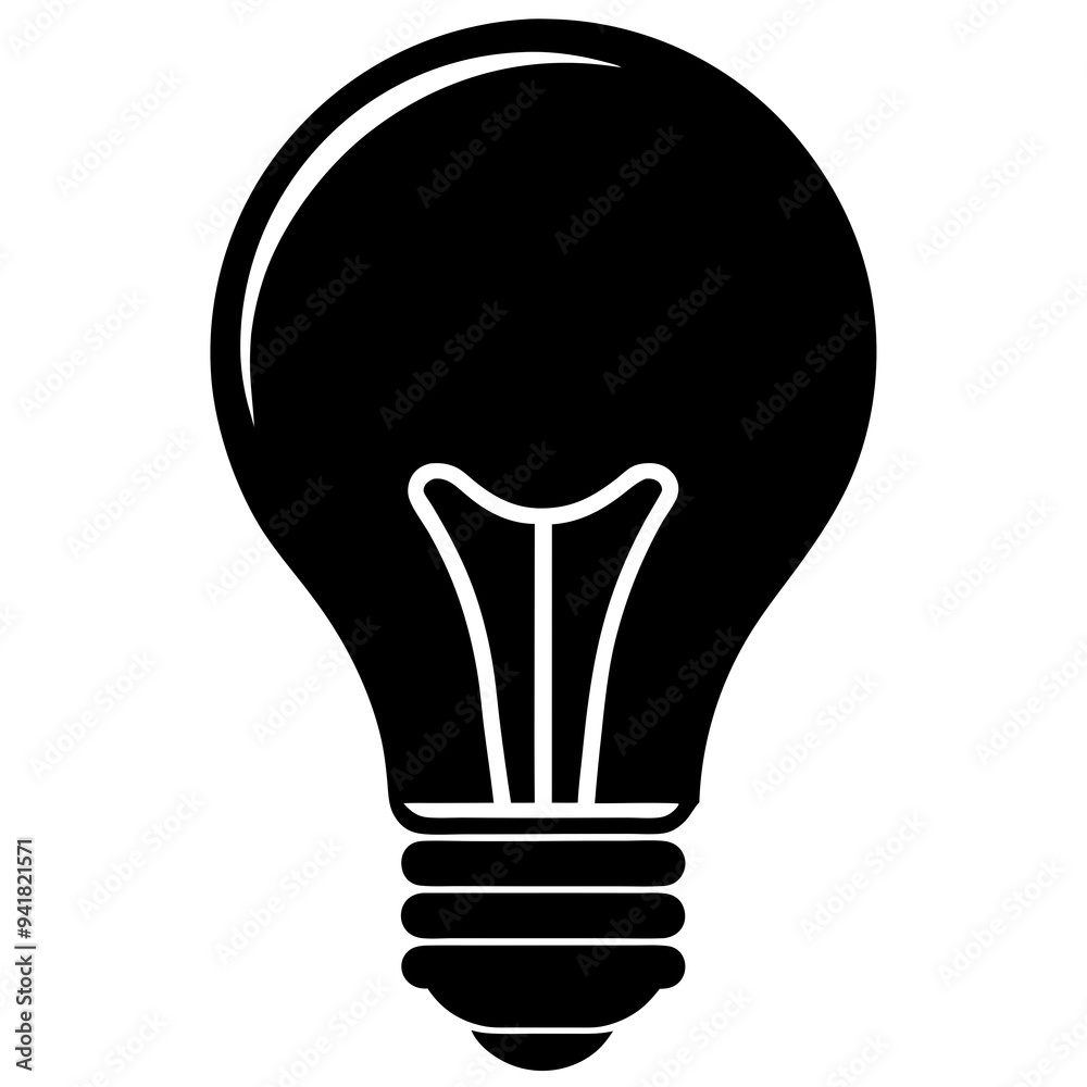 Bulb Silhouette Vector on White Bulb Silhouette Vector on White