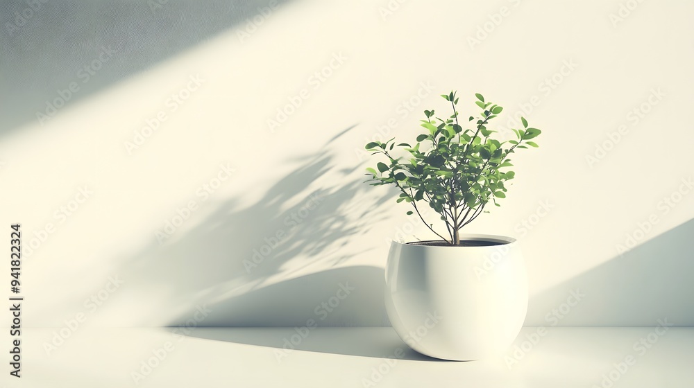 Simple Plant Pot: A small, plain white plant pot with a minimalist design, placed on a white background with soft, natural shadows.
