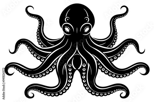 octopus silhouette, octopus icon vector illustration