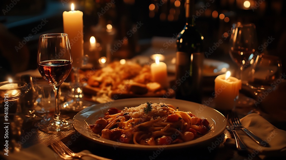 Romantic Dinner with Candlelight and Wine Romantic Dinner with Candlelight and Wine