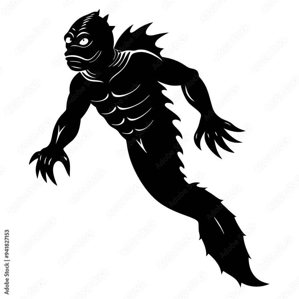 Side View Creature with Legs Swimming Underwater vector Side View Creature with Legs Swimming Underwater vector